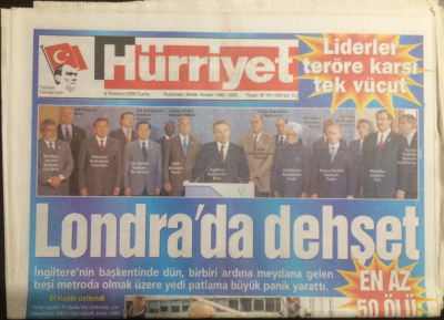 Hürriyet Gazetesi 8 Temmuz 2005 - Liderler Teröre Karşı Tek Vücut, Bu Da 59luk Ajda Pekkan GZ21950 - 1