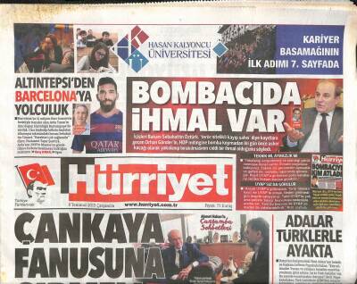 Hürriyet Gazetesi 8 Temmuz 2015 - MHP Lideri Devlet Bahçeli Toplumsal Yarılmayı AKP-CHP Formülü Çözer GZ106935 - 1