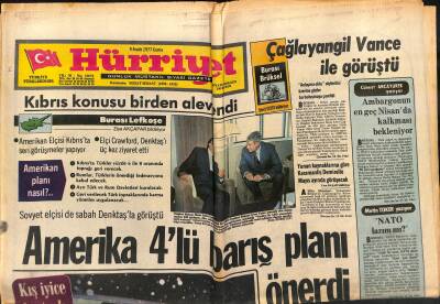 Hürriyet Gazetesi 9 Aralık 1977 - Amerika 4lü Barış Planı Önerdi - Çağlayangil Vance İle Görüştü GZ119083 - 1