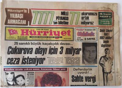 Hürriyet Gazetesi 9 Aralık 1982 - TVde Yeni Yıl Programı Flamingo Yolu Gidiyor Dallas Geliyor - GZ16073 - 2