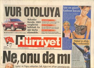 Hürriyet Gazetesi 9 Aralık 2000 - Şizofrende Umut Çin-ABD İlacı - Hakan Şükürün Attığı Gol 3 Trilyonluk GZ126977 - 1