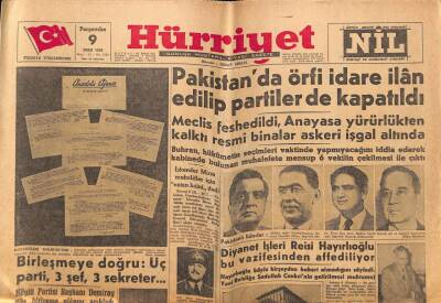 Hürriyet Gazetesi 9 Ekim 1958 - Pakistanda Örfi İdare İlan Edilip Partiler Kapatıldı GZ56174 - 1