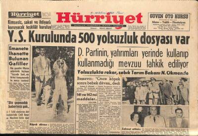 Hürriyet Gazetesi 9 Ekim 1960 - İpsala Ovasındaki Zarar Yunanistana Ödetilecek - Y.S. Kurulunda 500 Yolsuzluk Var GZ92142 - 1