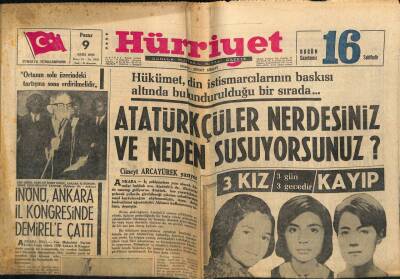Hürriyet Gazetesi 9 Ekim 1966 - Atatürkçüler Nerdesiniz Ve Neden Susuyorsunuz ? GZ72592 - 2