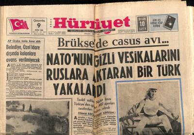 Hürriyet Gazetesi 9 Ekim 1968 - NATOnun Gizli Vesikalarını Ruslara Aktaran Bir Türk Yakalandı GZ72082 - 2
