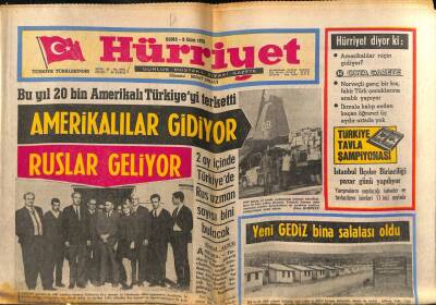 Hürriyet Gazetesi 9 Ekim 1970 - Bu Yıl 20 Bin Amerikalı Türkiyeyi Terketti GZ77787 - 1