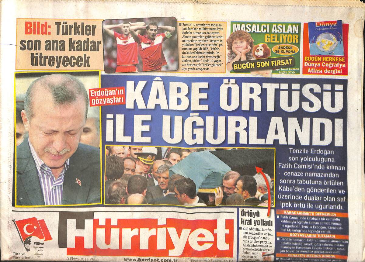 Hürriyet Gazetesi 9 Ekim 2011 - Mourinho : Ben Karıma Aidim - Erdoğan'ın Gözyaşları GZ159652 - 1