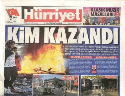 Hürriyet Gazetesi 9 Ekim 2014 - Diyarbakır Hayalet Şehir , Belediyeyi Yaktılar GZ100139 - 1