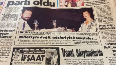 Hürriyet Gazetesi 9 Eylül 1983 - Cihan Ünal,Türkan Şoray 3 Saat Tek Kelime Etmediler GZ114288 - 2