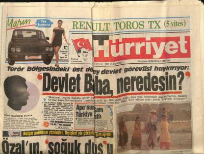 Hürriyet Gazetesi 9 Eylül 1989 - Terör Bölgesindeki Devlet Görevlisi Haykırıyor,Devlet Baba Neredesin? GZ97423 - 1