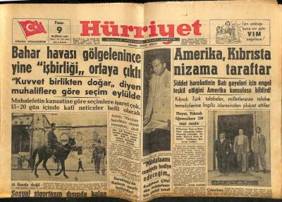 Hürriyet Gazetesi 9 Haziran 1957 - Amerika , Kıbrısta Nizama Taraftar GZ81007 - 1