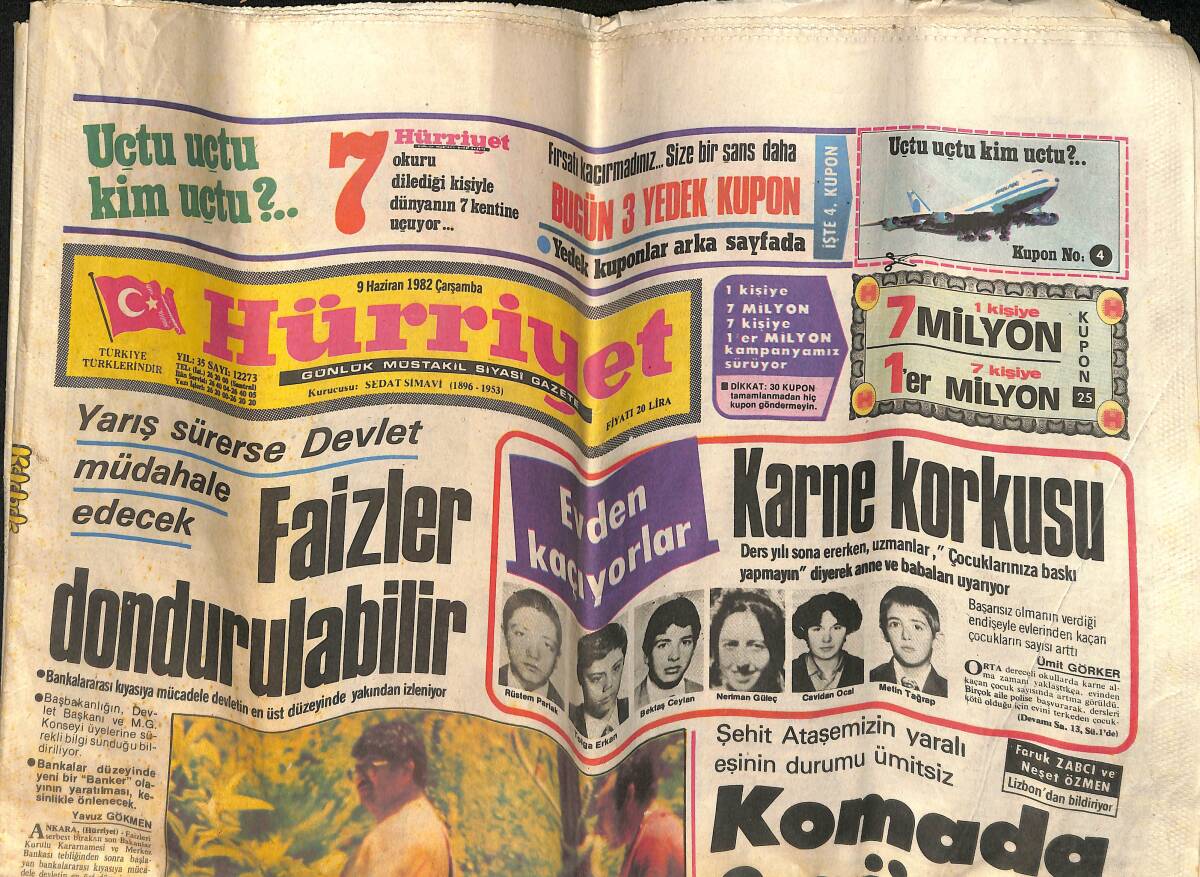 Hürriyet Gazetesi 9 Haziran 1982 - MHP Davasında Alpaslan Türkeş Bitkindi Davada 10 Sanık Tahliye Edildi - İbrahim Tatlıses ve Mediha Şen Gazino Afişi GZ158919 - 1