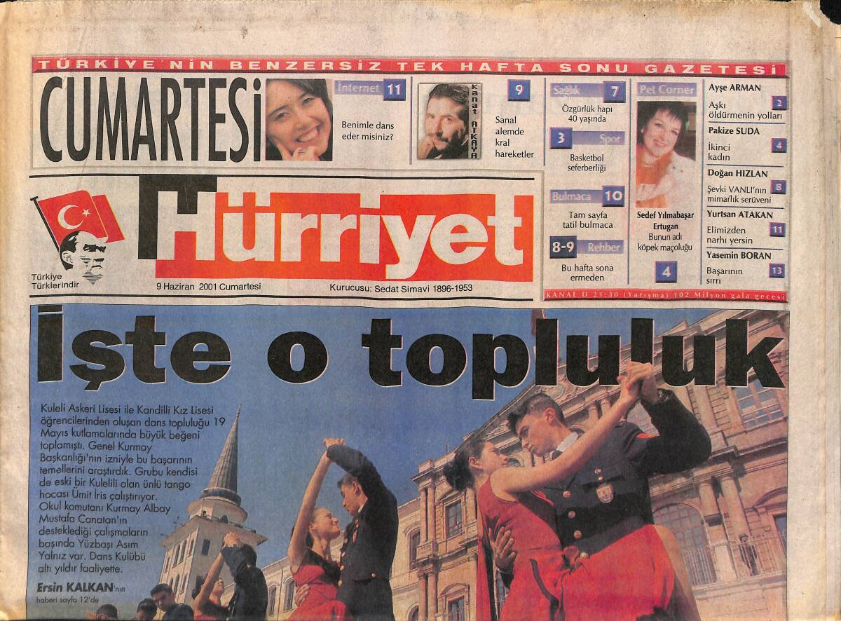 Hürriyet Gazetesi 9 Haziran 2001 - New York'ta Bir Türk Casusu - İstanbul'a Kibele Heykeli GZ155790 - 1