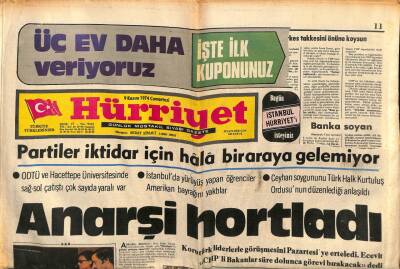 Hürriyet Gazetesi 9 Kasım 1974 - Partiler İktidar İçin Hala Biraraya Gelemiyor GZ70426 - 1