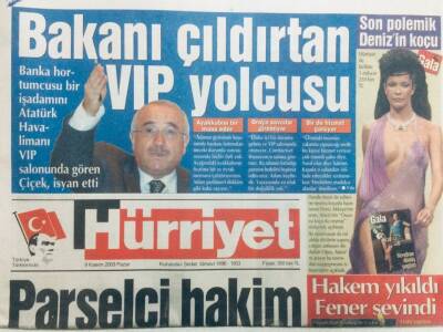 Hürriyet Gazetesi 9 Kasım 2003 - Cemil Çiçeki Çıldırtan Vip Yolcusu GZ43311 - 1