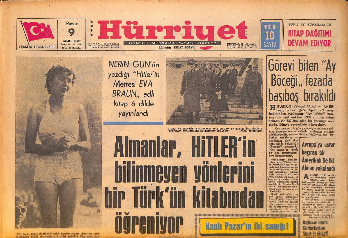 Hürriyet Gazetesi 9 Mart 1969 - Galatasaray'a Yan Bakılmıyor - Liz Taylor, Belkemiği Kanseri Şüphesi İle Hastaneye Kaldırıldı GZ158138 - 1