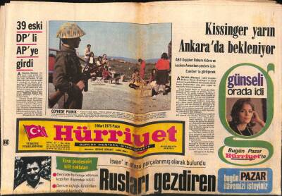 Hürriyet Gazetesi 9 Mart 1975 - Yakışıklılık Yarışında Alain Delon Üçüncü Olabildi GZ82032 - 1