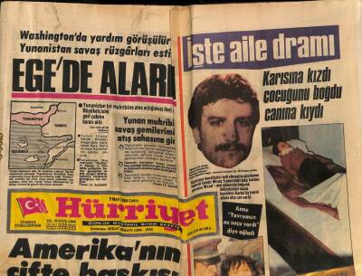 Hürriyet Gazetesi 9 Mart 1984 - Yunan Muhribi , Savaş Gemilerimizin Atış Sahasına Girdi GZ80858 - 1