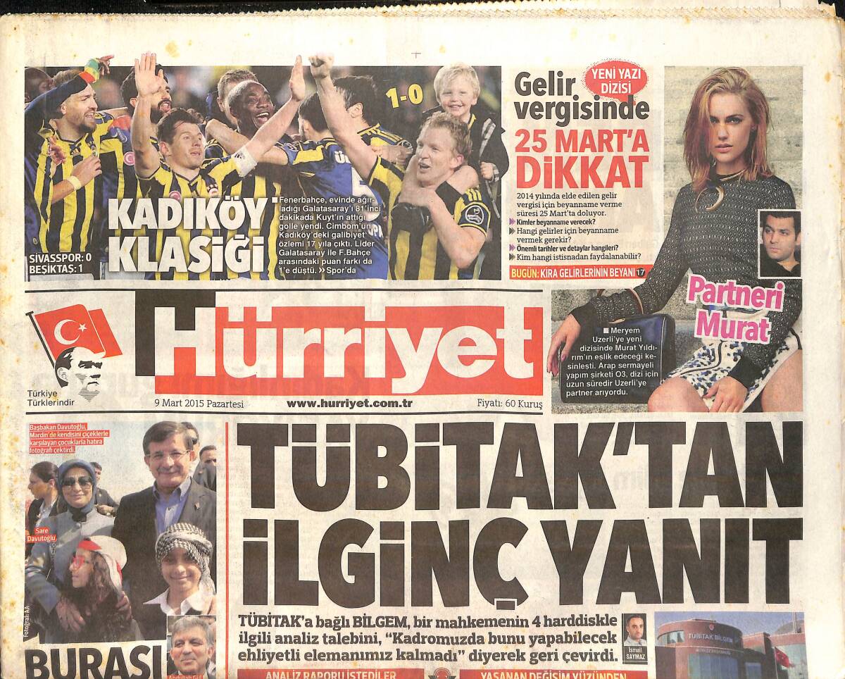 Hürriyet Gazetesi 9 Mart 2015 - Gülben Ergen Taçlandı - Kadıköy Klasiği GZ160142 - 1
