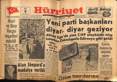 Hürriyet Gazetesi 9 Mayıs 1961 - Alan Sheparda Madalya Verildi GZ68748 - 1