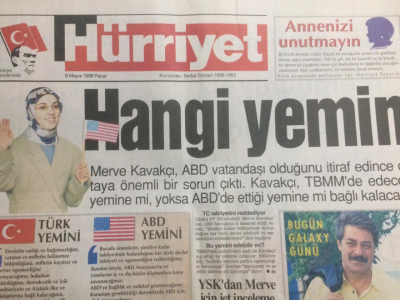 Hürriyet Gazetesi 9 Mayıs 1999 - Merve Kavakçı,Hangi Yemin GZ35696 - 1
