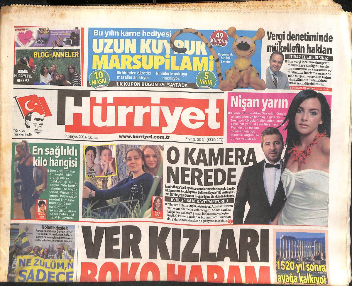 Hürriyet Gazetesi 9 Mayıs 2014 - Engin Altan Düzyatan Nişanlanıyor! - Sneıjder Galatasaray'ın Adını Devler Arasına Yazdırdı! GZ136981 - 1