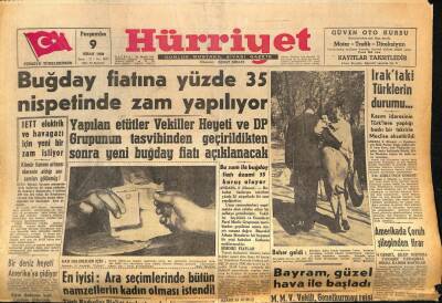Hürriyet Gazetesi 9 Nisan 1959 - Buğday Fiyatına Yüzde 35 Nispetinde Zam Yapılıyor GZ86417 - 1