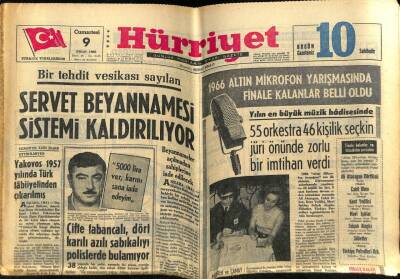 Hürriyet Gazetesi 9 Nisan 1966 - Servet Beyannamesi Sistemi Kaldırılıyor GZ54964 - 1