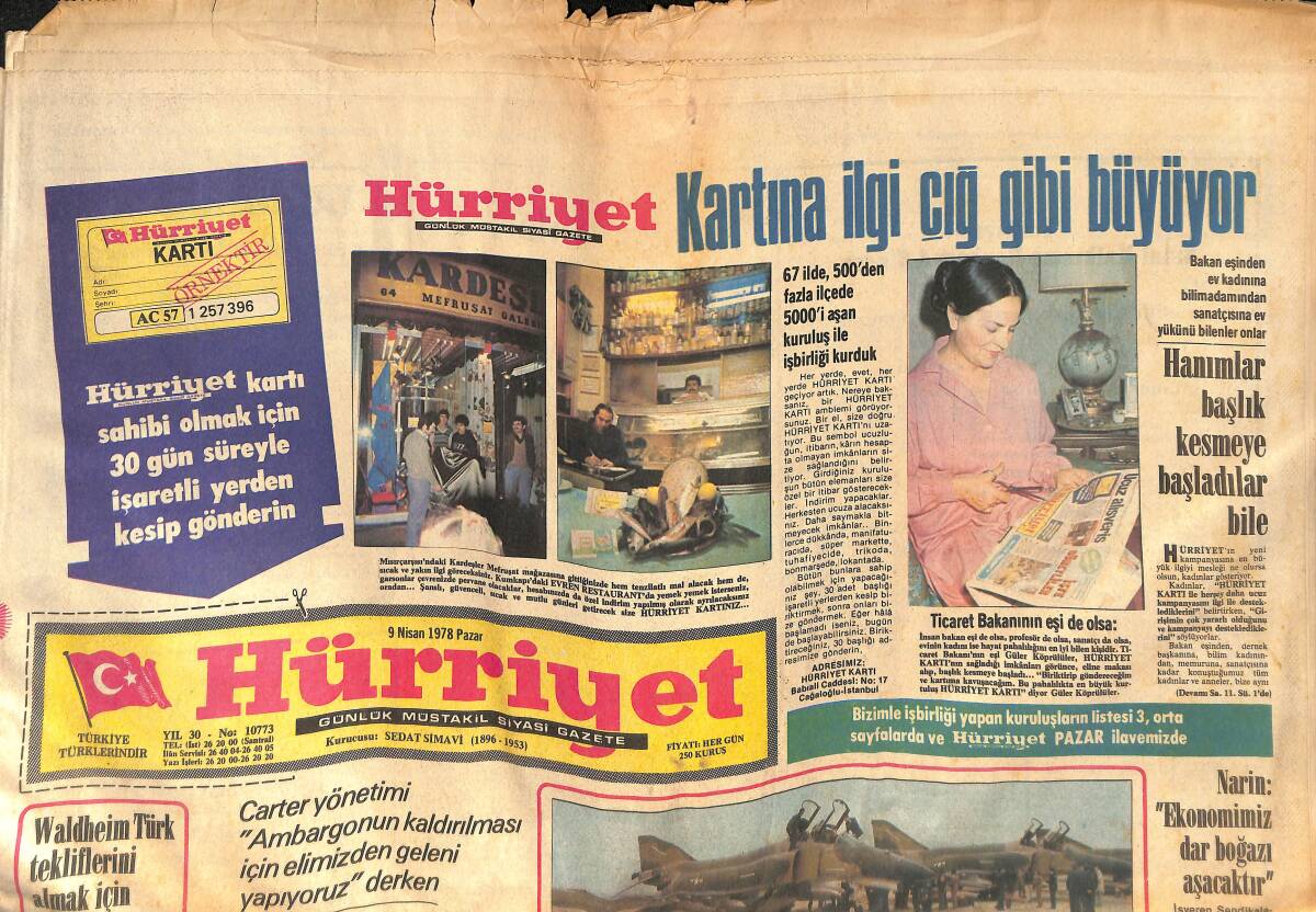 Hürriyet Gazetesi 9 Nisan 1978-Ankara Kararlı,Atina Telaşlı-Ankara'da Bir Doçentin Evine Bomba Konuldu- Dalida : Beni Bu Kadar Sevdiğinizi Bilmiyordum GZ133529 - 1