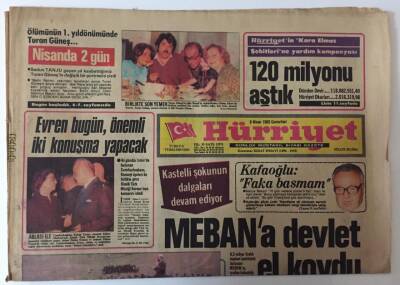Hürriyet Gazetesi - 9 Nisan 1983 - Evren Bugün Önemli İki Konuşma Yapacak GZ25346 - 1