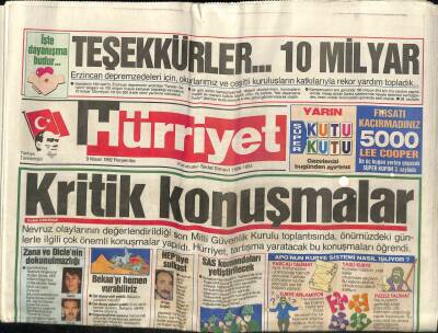Hürriyet Gazetesi 9 Nisan 1992 - Atatürk Ödülü Mandelanın GZ62513 - 1