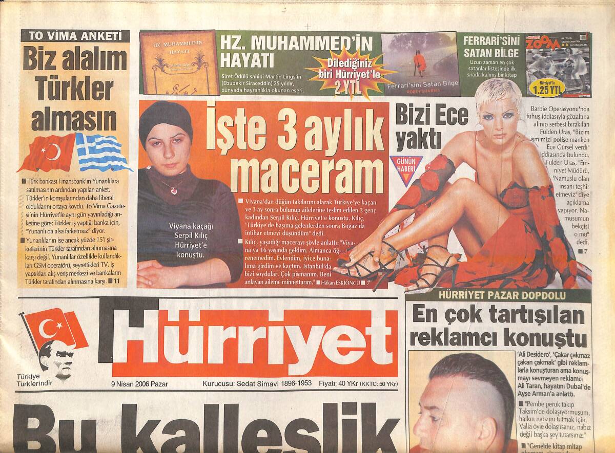 Hürriyet Gazetesi 9 Nisan 2006 - En Çok Tartışılan Reklamcı Konuştu! - Bu Kalleşlik Yanınıza Kalmaz! GZ137829 - 1