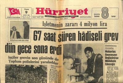 Hürriyet Gazetesi 9 Şubat 1968 - 67 Saat Süren Hadiseli Grev Sona Erdi GZ99242 - 1