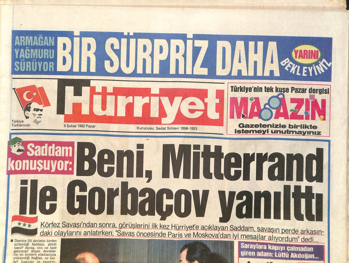 Hürriyet Gazetesi 9 Şubat 1992 - Galatasaray'da Ağır Hasar - Seba, Başkentte Yönetici Avında GZ3790 - 1