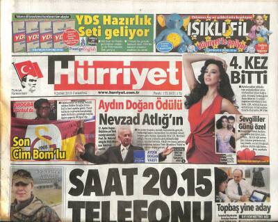 Hürriyet Gazetesi 9 Şubat 2013 - Aydın Doğan Ödülü Nevzad Atlığın - Topbaş Yine Aday GZ117217 - 1
