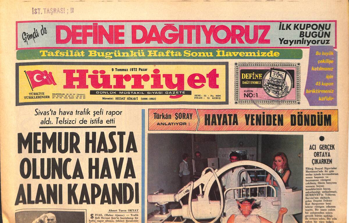 Hürriyet Gazetesi 9 Temmuz 1972 - Cezaevi Müdüründen Okumak İçin İzin Alan Genç Sınıflarını Pekiyi İle Geçiyor GZ158225 - 1