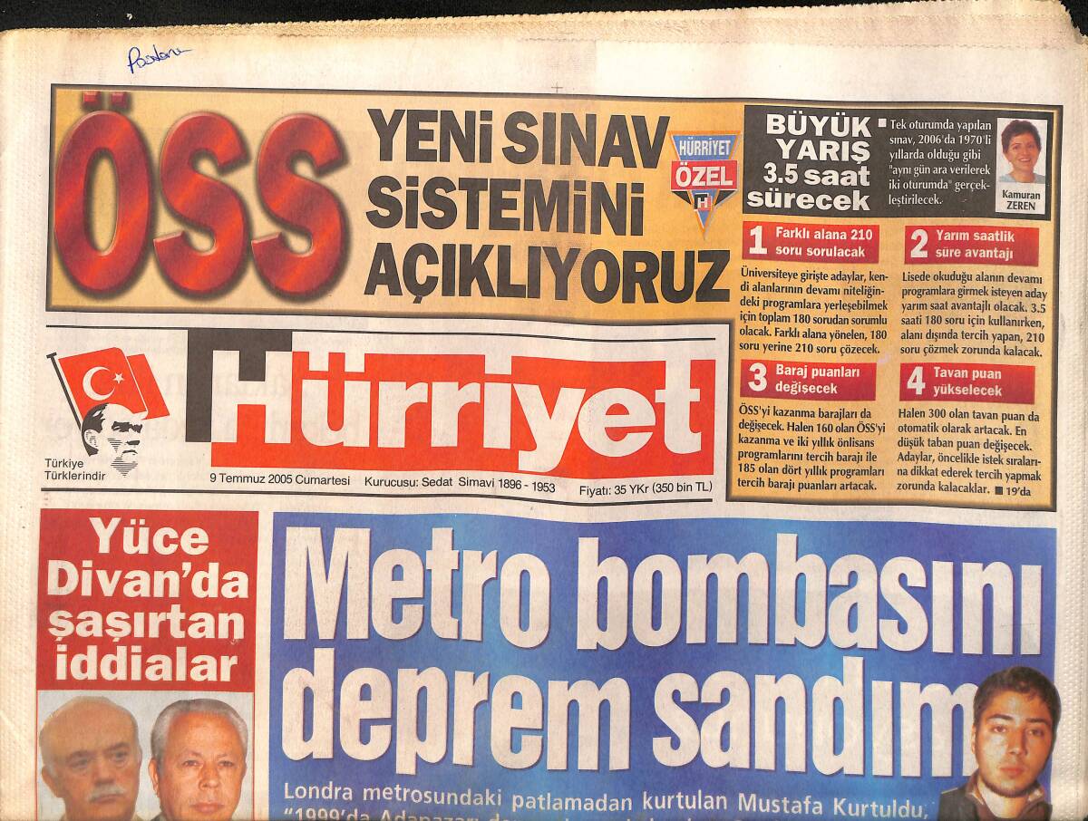 Hürriyet Gazetesi 9 Temmuz 2005 - Adapazarın da Görücü Usulü Evlenen Kadın Düğünden Kaçtı -AKP'li Müezzinoğlu Tayyip Erdoğan Cumhurbaşkanı Adayı Olmaz GZ158275 - 1