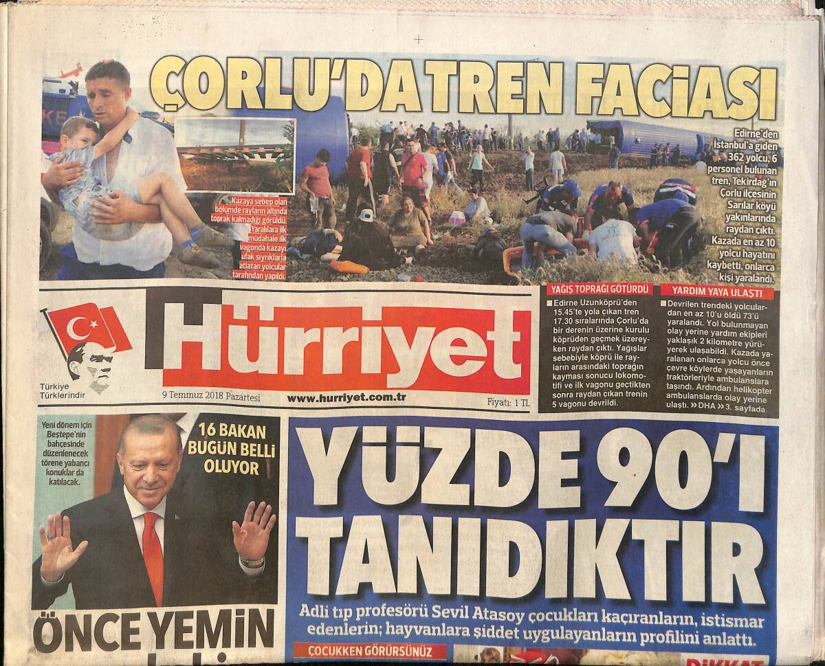 Hürriyet Gazetesi 9 Temmuz 2018 - Hadise: Doktorum Çıkma Dedi Dinlemedim - Fatih Terim: Başkana İlettim Ve Israrlıyım Transfer Şart GZ154203 - 1