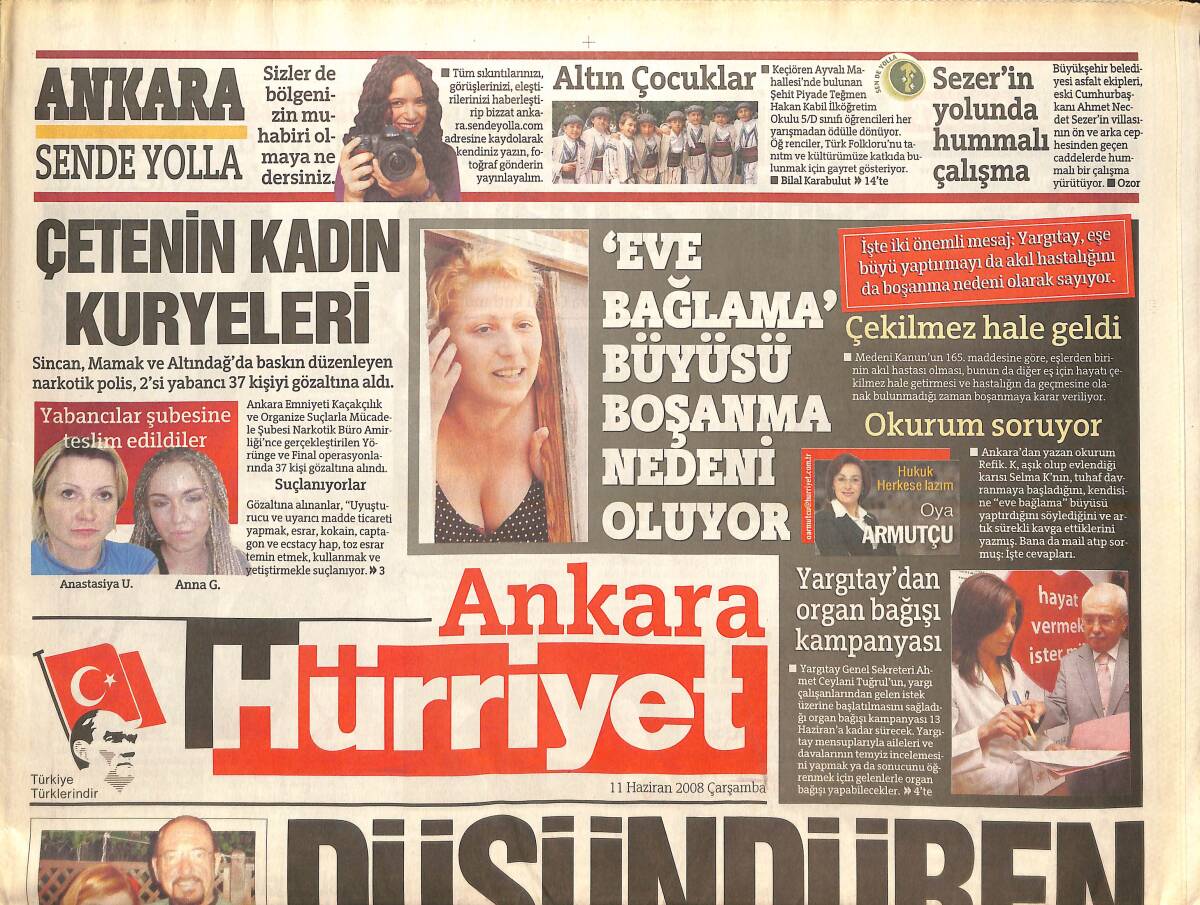 Hürriyet Gazetesi Ankara Eki 11 Haziran 2008 - Yargıtay'dan Organ Bağışı Kampanyası - Rock Efsanesi Jethro Tull Rakı Ve Paçangayı Sevdi GZ137931 - 1