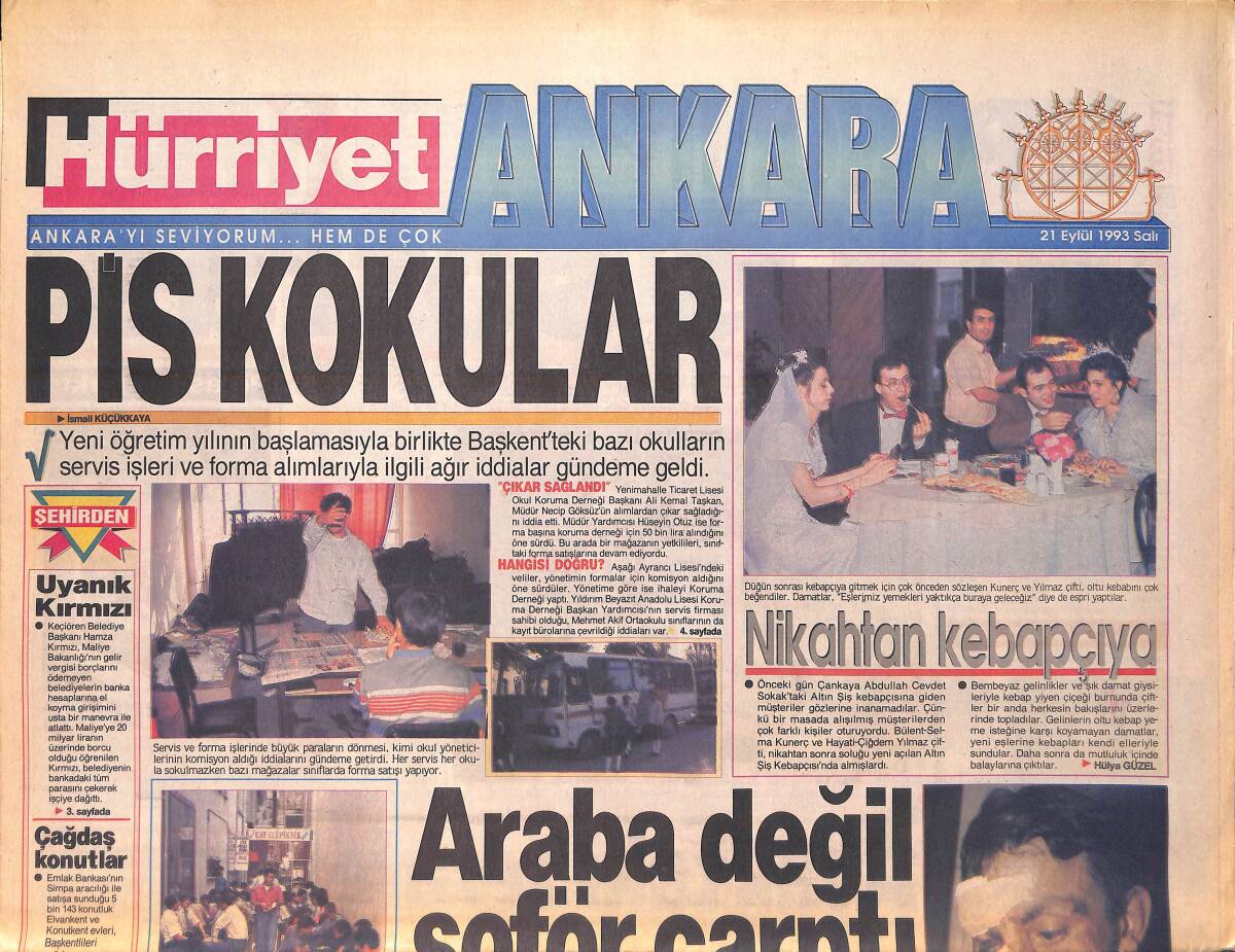 Hürriyet Gazetesi Ankara Eki 21 Eylül 1993 - CHP'den Mıntıka Temizliği - Altınpark Cıvıl Cıvıl GZ156131 - 1