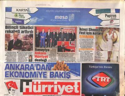 Hürriyet Gazetesi Ankaradan Ekonomiye Bakış Eki 15 Ekim 2012 - Avrupalı Kimliğimizin Tezahürü Egemen Bağış GZ124568 - 1