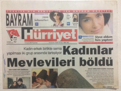 Hürriyet Gazetesi Bayram Eki 10 Ocak 2000 - Kadınlar Mevlevileri Böldü GZ23858 - 1