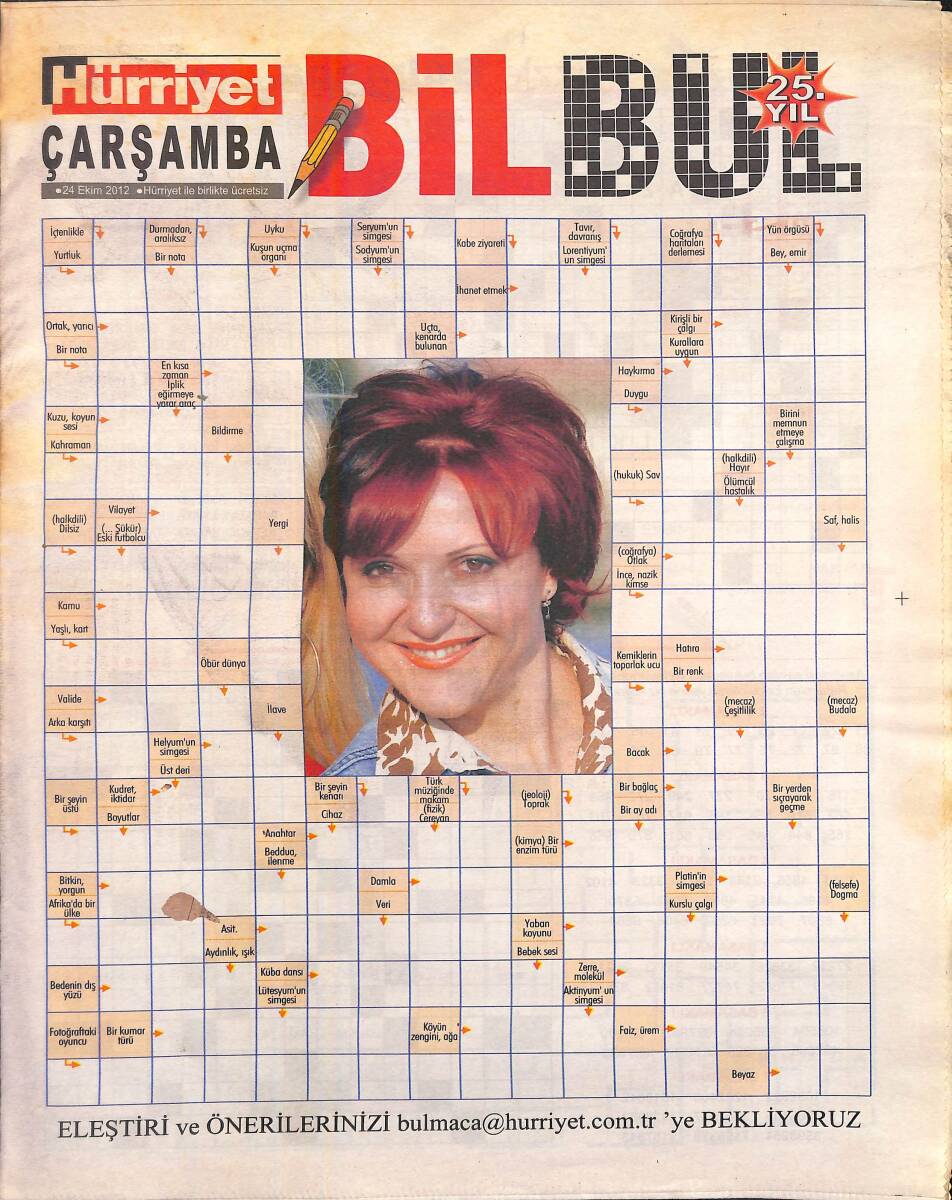 Hürriyet Gazetesi Bil-Bul Eki 24 Ekim 2012 GZ159783 - 1