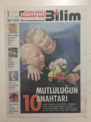 Hürriyet Gazetesi Bilim Eki 1 Ekim 2003 - Mutluluğun 10 Anahtarı GZ23814 - 1