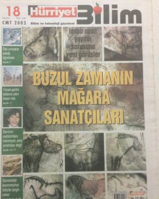Hürriyet Gazetesi Bilim Eki 18 Haziran 2005 - Buzul Zamanın Mağara Sanatçıları GZ35052 - 1