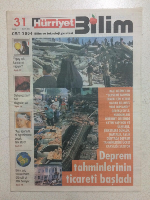 Hürriyet Gazetesi Bilim Eki 31 Ocak 2004 - Deprem Tahminlerinin Ticareti Başladı GZ23809 - 1
