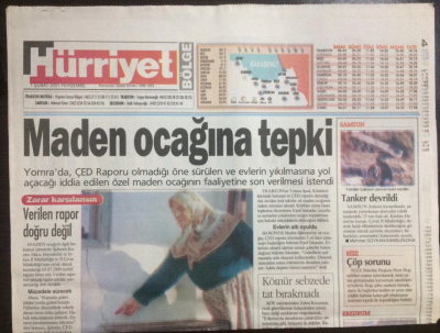 Hürriyet Gazetesi Bölge Eki 1 Şubat 2001 - Yomrada Maden Ocağına Tepki GZ23035 - 1