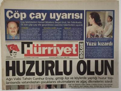 Hürriyet Gazetesi Bölge Eki 14 Temmuz 2000 - Ağrı Valisi Tahsin Cumhur Ersoy, Kısa Sürede Yöre Halkının Dert Babası Oldu - GZ16932 - 1
