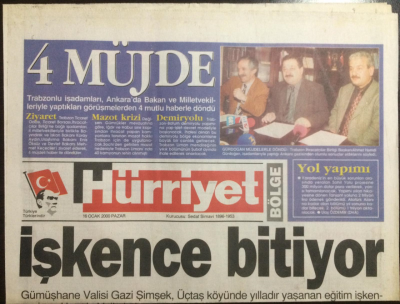 Hürriyet Gazetesi Bölge Eki 16 Ocak 2000 - Trabzona 4 Müjde,Memura Kız Yok GZ23011 - 1