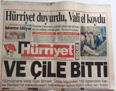 Hürriyet Gazetesi Bölge Eki 20 Şubat 2000 - Gümüşhane de Öğrencilerin Çilesi Bitti GZ39168 - 1